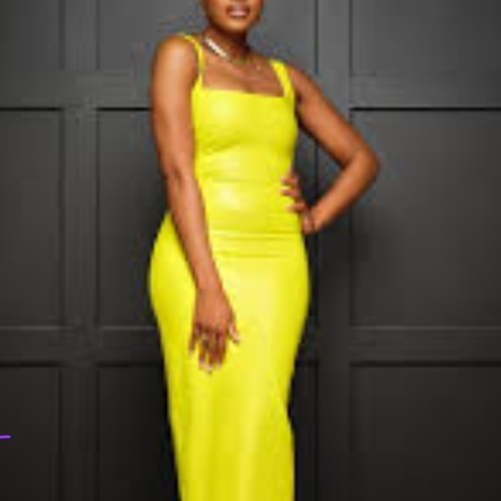Naked Wardrobe Yellow Dress Maxi Size Latge - Picture 4 of 6